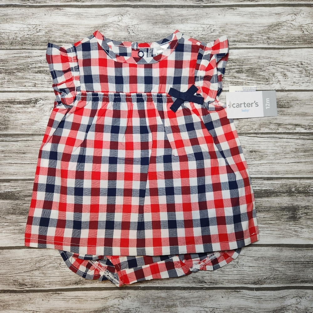 Carters red, white and blue plaid dress